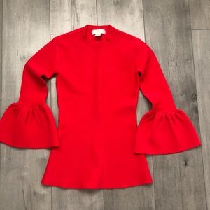 Bell sleeve red shirt/sweater